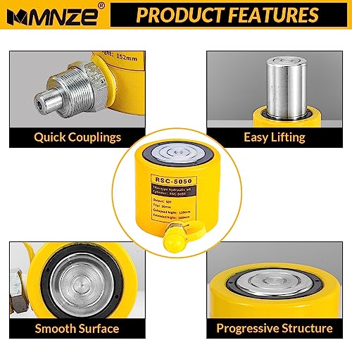 Mmnze MNZE-RSC-5050-CP-700 50T 2 Inch Stroke Hydraulic Cylinder Jack Sets Porta Power Ram Jack Kits Single Acting Lifting Cylinder Retract Automatically thumb #2