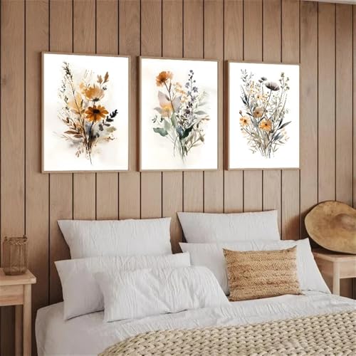 Affiches botaniques fleur sauvage et plante pour decoration murale scandinave de chambre