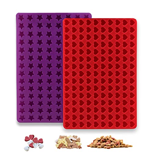 Songway Tapis de cuisson en silicone sans BPA - Résistant à la chaleur - 230 °C - Mini moule à chocolat pour animaux de compagnie, biscuits, viandes, pâtisseries, réduction des calories (amour/étoile) Cover