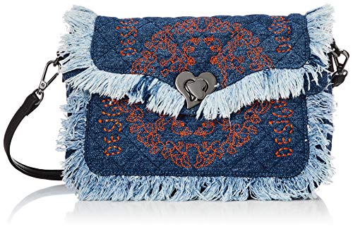 Desigual - Petit sac bandoulière à rabat femme en jean Galactic (19waxa34) taille 16 cm