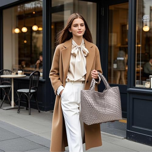 Image of JINMANXUE Fashion Woven Bag Shopper Bag Travel Handbags and Purses Women Tote Bag Large Capacity Shoulder Bags
