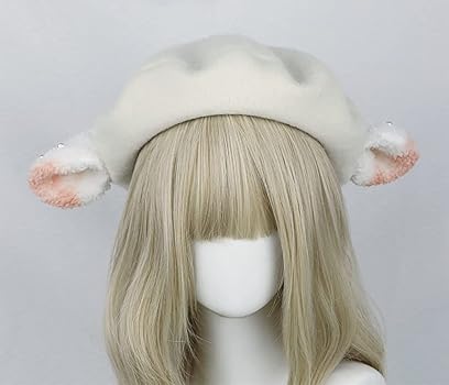 羊の耳付き帽子 L/Sサイズ ベージュ Amazon.co.jp: [ABUNDANTDOODS] 羊耳 帽子 付け耳 イヤー ベレー帽