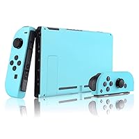 Vista 7 de eXtremeRate Colorful Border Screen Protector Back Plate NS Joycon Handheld Controller Housing Buttons for Nintendo Switch DIY Replacement Shell