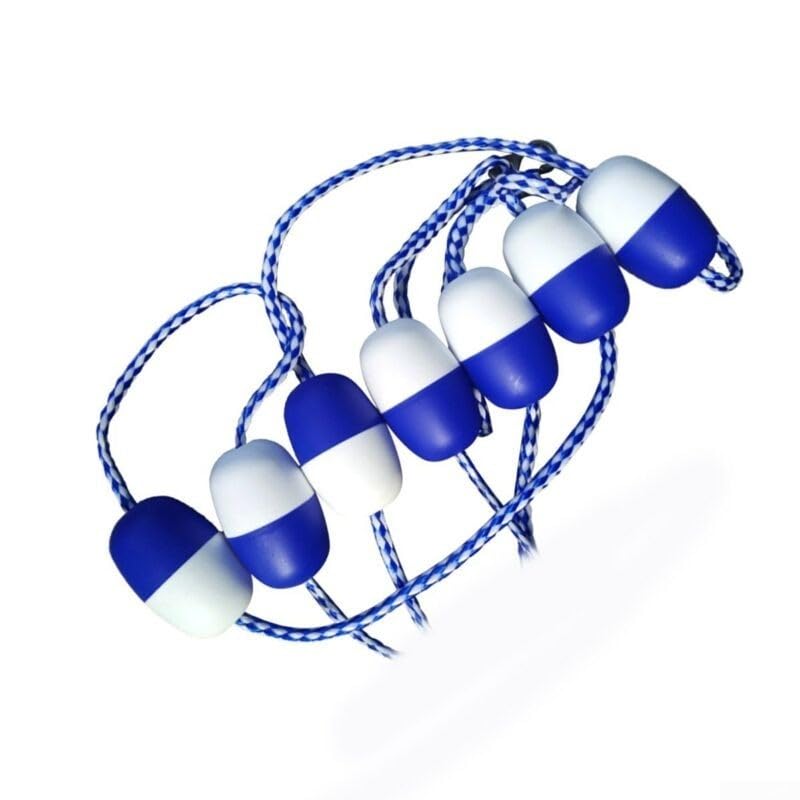 Kit de ligne de flotteur de sécurité pour piscine de 5 m avec 11 bouées, corde de séparation bleue pour la séparation de voie, cordon en nylon avec crochets en acier inoxydable, accessoires de piscine