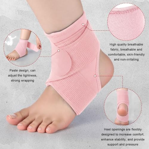 Image of Honoson 2 Pcs Ankle Brace Kid Ankle Support Youth Neoprene Lace up Compression Sleeve Foot Brace Stabilizer with Adjustable Strap for Sport Sprained Plantar Fasciitis Achilles Tendonitis(Pink,S)