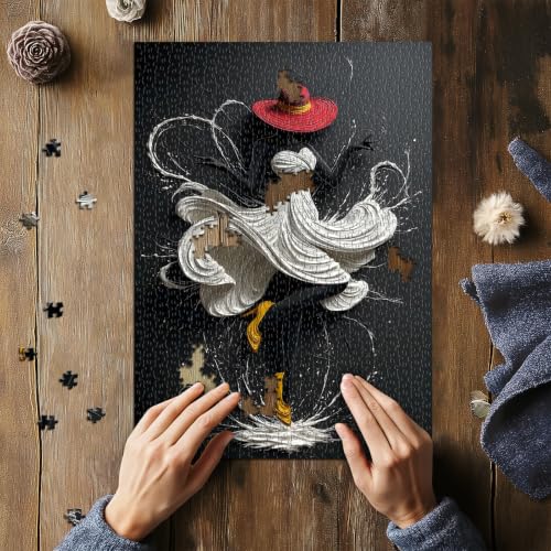 Puzzle Mujer Negra para Adultos 1000 Piezas, Rompecabezas Estético Bailarina | Elegante Rompecabezas Imposible Dama con Sombrero Rojo, Arte de Pared Mujer Negra miniatura 5