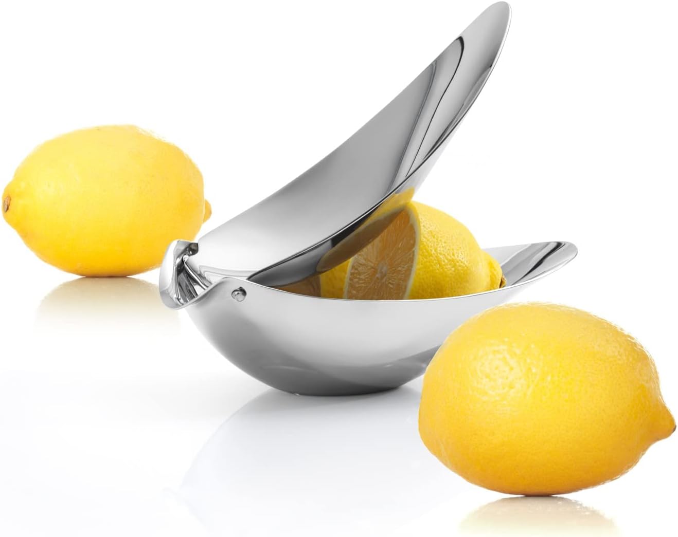 Stainless Steel Ergonomic Lemon Squeezer with Reflective Finish