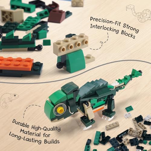 Image of Intelliskills Think Blocks: 3-in-1 Aquatic Animals 118 Piece Set,Shark, Squid&Seahorse, Model Building Kit for Kids,STEM Construction Set for Toddlers,Assemble&Play Game,Activity&Gifting Toy (Green)