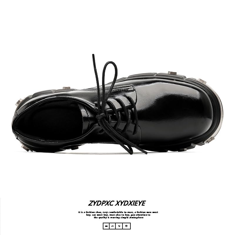 Y2K Leather Height Increasing Chunky Platform Shoes Casual and Formal Wear Unique Metal Studded Design with 2 Inch Boost for Men3