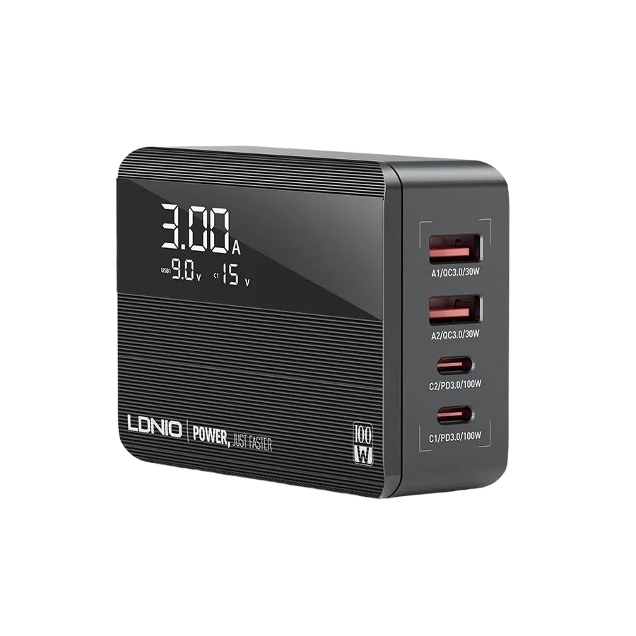 See full amazon price history chart for T Teclusive 100W Gan Super Fast Charging 4 Ports Type C USB Charger Compatible for iPhone 14 13 12 Pro Max/iPad Air Pro/MacBook Air Pro and S22 S23 Ultra | Multi Port C Type Adapter with Display T Teclusive 100W Gan Super Fast Charging 4 Ports Type C USB Charger Compatible for iPhone 14 13 12 Pro Max/iPad Air Pro/MacBook Air Pro and S22 S23 Ultra | Multi Port C Type Adapter with Display (B0BY2W6C4T) Amazon Price History, Amazon Price Tracker