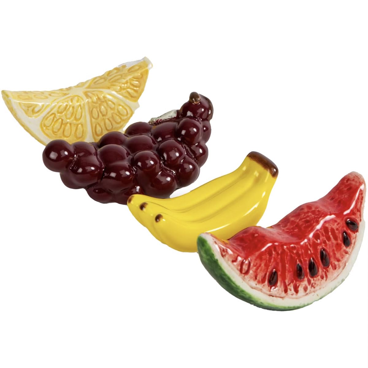 ByON Fruity 5228660214 - Juego de 4 soportes para palillos hechos a mano en forma afrutada, de cerámica dolomita, aptos para lavavajillas, multicolor