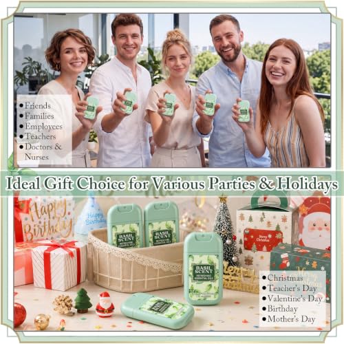 Image of 12 Pack Mist Hand Sanitizer Spray Keychain Cute Mini Hand Sanitizer Travel Size Bulk 1oz Scent Moisturizing Back to School Teacher Gift Classroom Variety Pack for Gym Purse Backpack(Green,Basil)