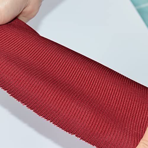 Image of TinaKim Ribbing Knit Fabric, for Waistbands Collar Cuffs Material (Strip of Wine red, 40x8in)