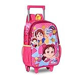 Mochila com Rodinhas Maria Clara e JP, Rosa com Glitter, Poliéster, Inclui Lancheira Térmica, Infantil, 45x35x16cm, 20L