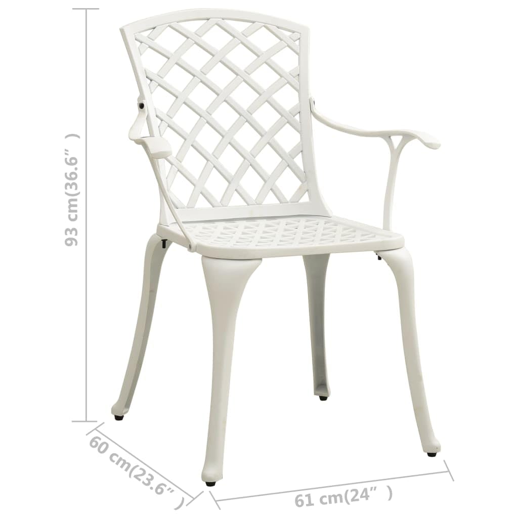 Set di mobili da giardino, 3 pezzi, in alluminio pressofuso bianco
