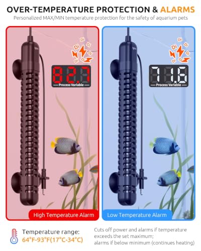 Image of SEAOURA Aquarium Heater, 150W Fish Tank Heaters for 15-30 Gallon, Submersible Turtle Heater with LED Controller, Safety Protection & Auto Power-Off, Saltwater Freshwater