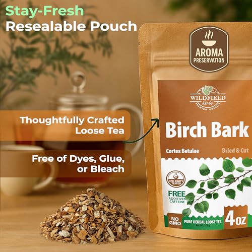 Image of 4 oz. Birch Bark Herbal Tea (Betulae Gemmae) - 113g Dried Birch Bark Herb Tea Corteza de Abedul