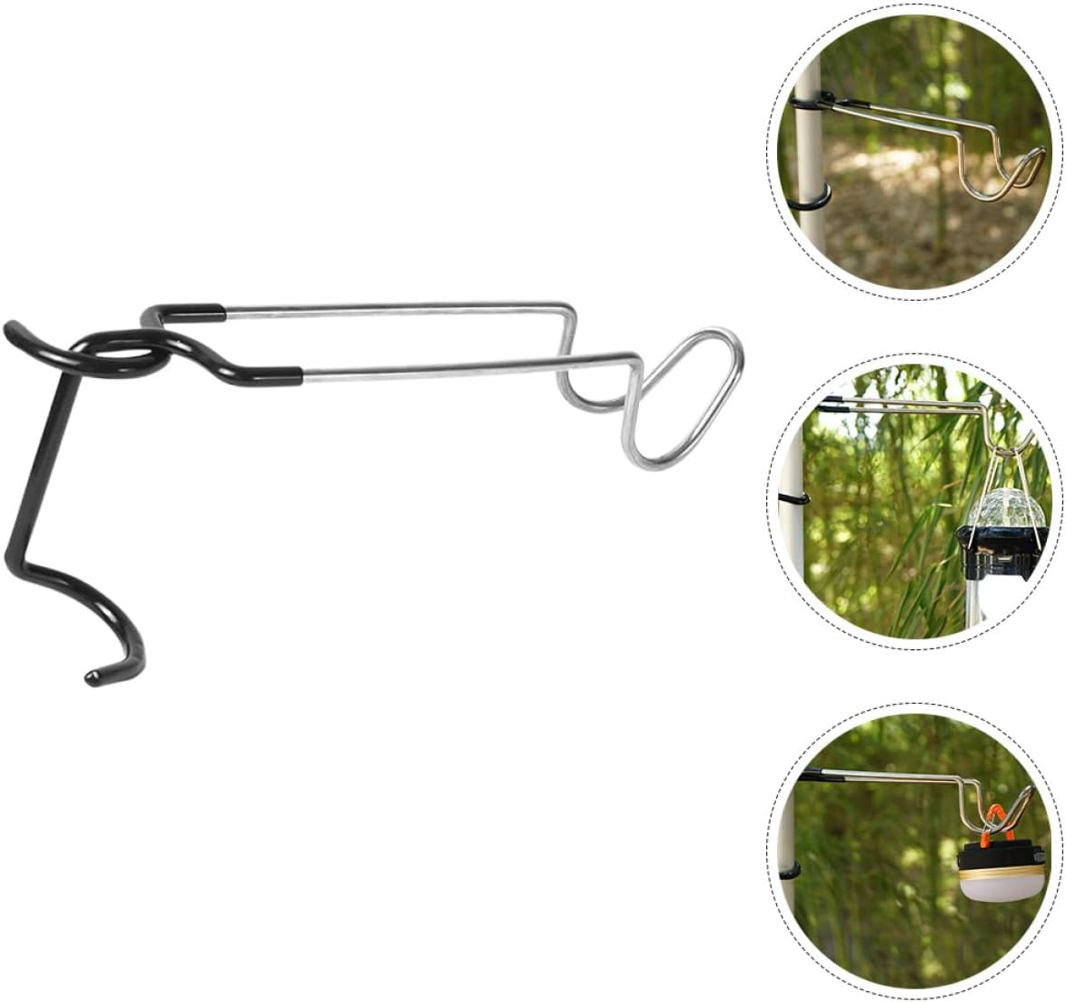 WOONEKY Camping Lantern Hook Pole Tent Lamp Iron Hook Hanger for Outdoor Camping Light Stand Sturdy Single-piece Accessory for Tent and Travel
