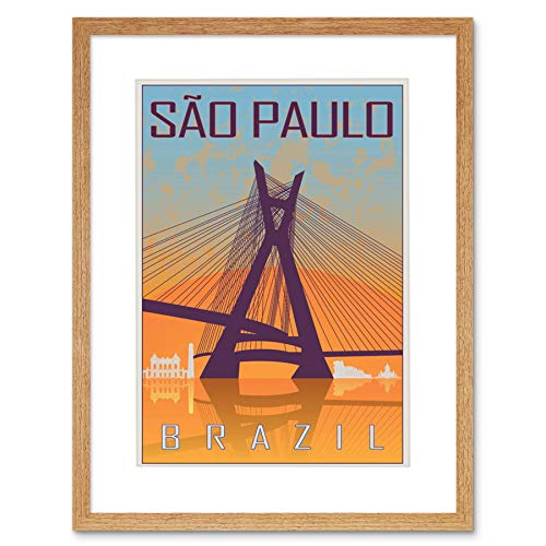Wee Blue Coo Sao Paulo Brazil Octavio Frias Oliveira Bridge Lámina Enmarcada 12 x 16 Pulgadas