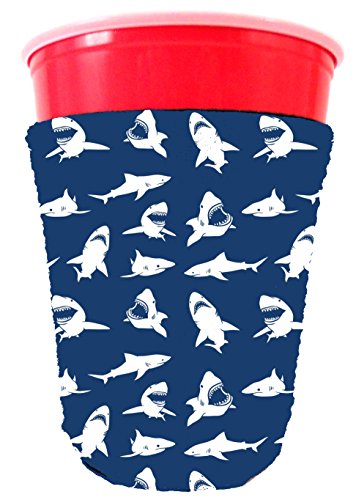 Shark Pattern Neoprene Collapsible Party Cup Coolie