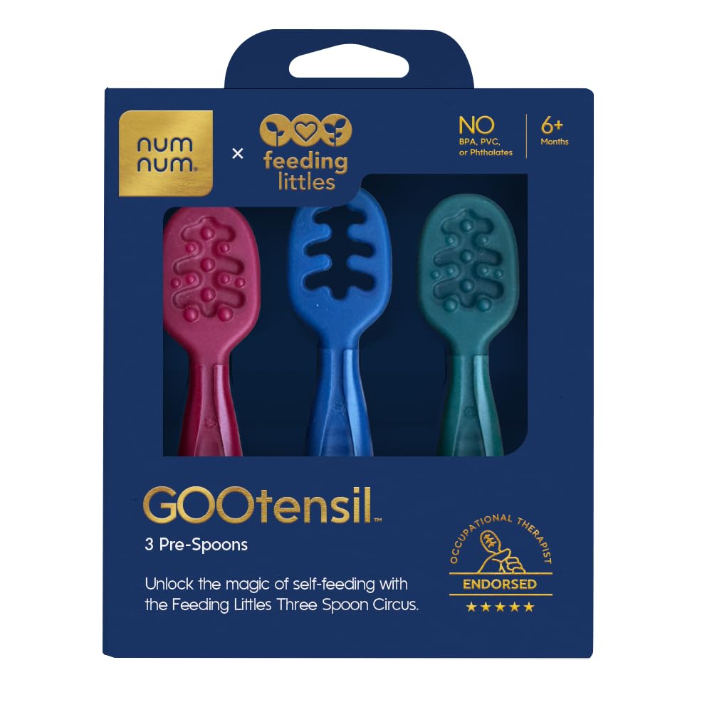 NumNum Feeding Littles Baby Spoons 6 Months, 3-Pack Jewel Tones