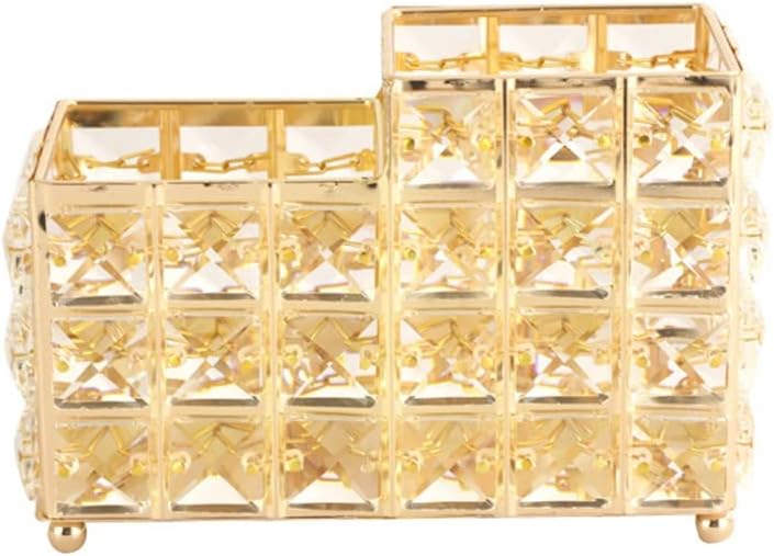 Crystal Makeup Brush Holder Desktop Eyebrow Pencil Storage Bucket Jewelry Cosmetic Organizer