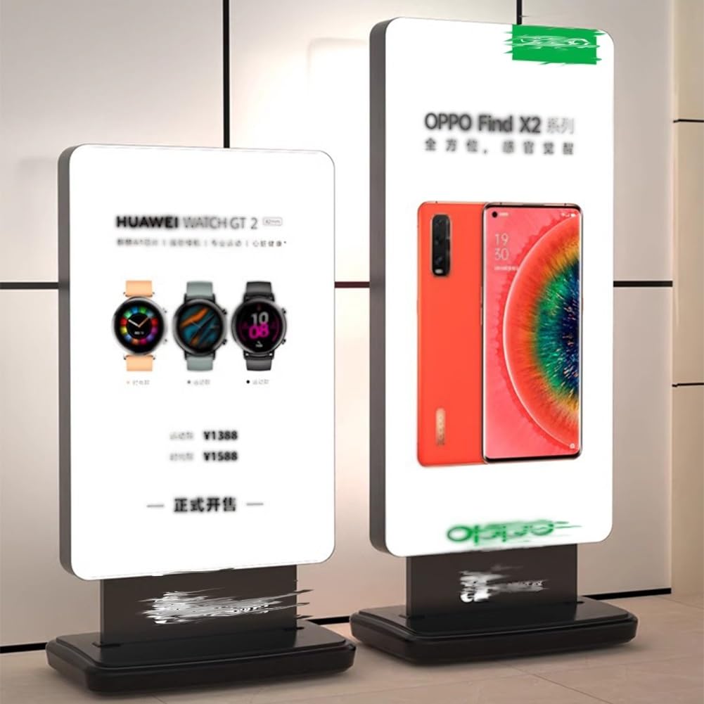 Vertical Doble Cara Caja Luz Cartelera LED Acera Iluminada Letrero Publicitario Pantalla, Tablero LED Soporte Suelo para Carteles Carteles Películas Pantalla(60x113cm)