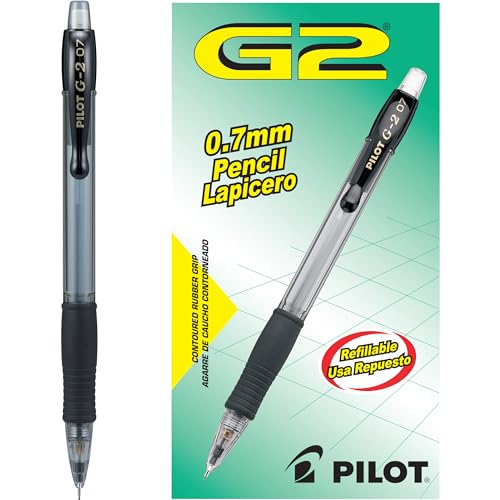 Pilot, G2 Mechanical Pencils, 0.7mm HB Lead, Black Accents, Pack of 12