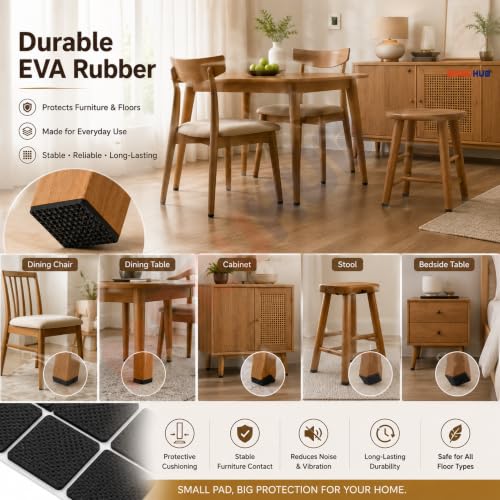 Image of MaruHub Self Adhesive Furniture Pads 30 Pcs, 2.8 x 3 cm EVA Furniture Leg Protectors, Anti-Slip Floor Protection for Chair, Table, Sofa, Cabinet & Stool, Scratch and Noise Reduction