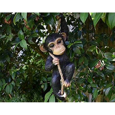 Ablerhome Decoration Hanging Peeking Monkey Garden Ornament Chimpanzee Sculpture Tree Hugger Decor GIFT (Swinging Monkey) Cover