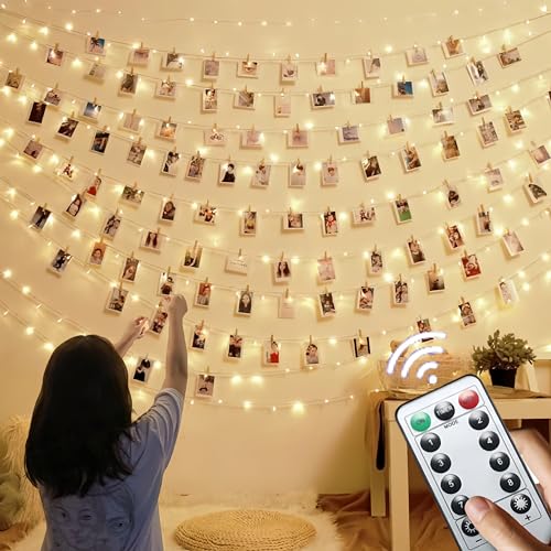 Microwear Fotoclips Lichterkette,12M 120LEDS,8 Modi Fotos Lichterkette mit...