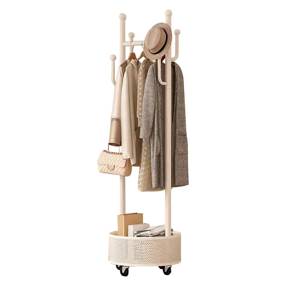 Portant à vêtements autonome étagères rangement crochets penderie métal 40cm
