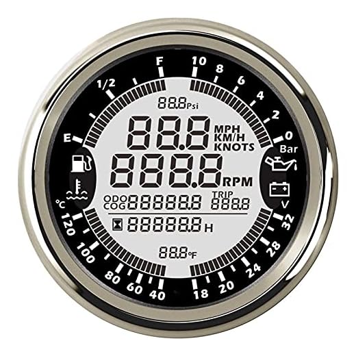 Qinndhto Vattentät Universal 6 i 1 Multi-Function Gauges GPS Speedometer Tachometer Bränslenivå Vatten Temp Oljetryck 10Bar Velocimetrar (Color : 24V BS)