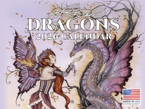 Amy Brown Fairy Dragon Monthly Wall Calendar 2026