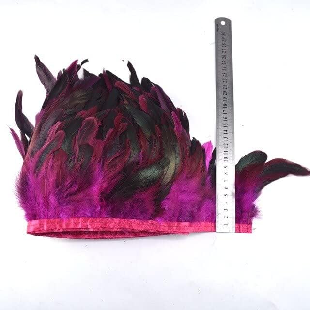 10Meter Long 13-18cm Natural Rooster Feather Trims Fringe with Satin Ribbon Tape for skirtDIY Feathers for Crafts - Zamihalaa