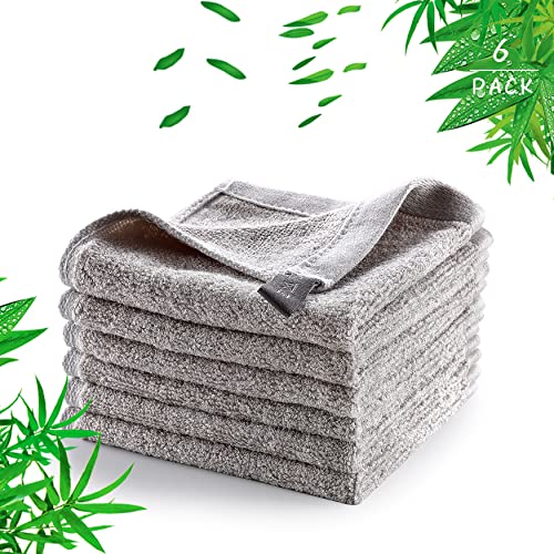 Bamboo Wash Cloths, JJOO 6PS Makeup Remover Cloth, Super Soft Face Towel for Sensitive Skin, Small towels for Body and Face (10x10, 6 Pack)