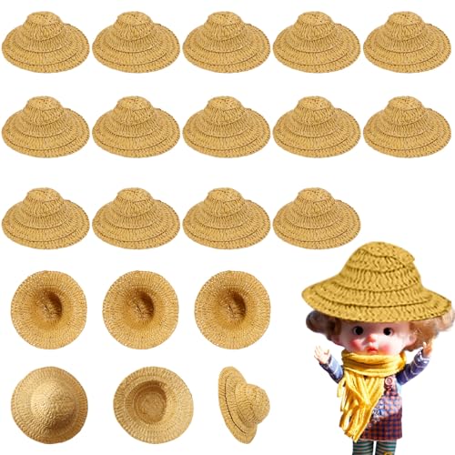 Chapeau de paille tricoté main de qualité supérieure pour maison de poupée