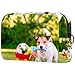Kosmetiktasche Make-up Taschen für Frauen, kleine Make-up Tasche Reisetaschen für Toilettenartikel - Tier Glücklicher Hund spielt Hundespielzeug