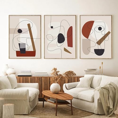 Affiches sur toile de lignes géométriques abstraites style bohémien pour salon 70x100cm