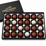 ANDY ANAND CHOCOLATIER Champagne, Rum, Irish Cream & Kahlua Belgian Chocolate Truffles Gift Boxed & Greeting Card, Delicious, Succulent & Divine Birthday Christmas Anniversary (24 Pcs)