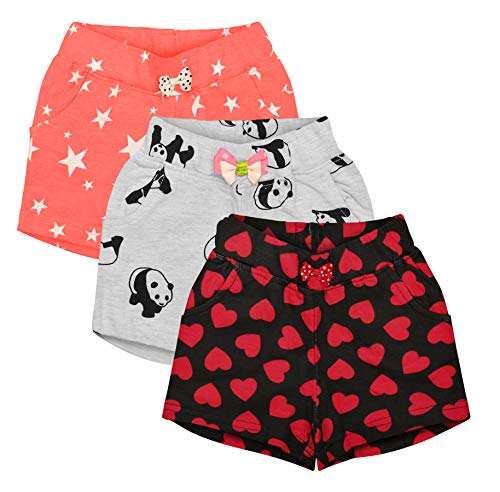 Image of Girls Girl's Regular fit Cotton Shorts (Pack of 3) (ATKUGLSHRT01 Multicolor 4-5 Years)