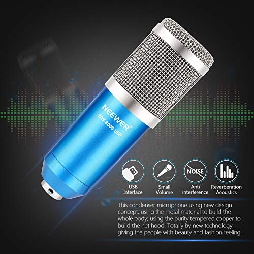 Neewer Microfono a USB 192KHz/24Bit Plug & Play da Computer Cardioide a Condensatore con Professionale Audio Chipset per Karaoke, Streaming, YouTube, Registrazioni di Giochi, Voice Over(NW-8000-USB)