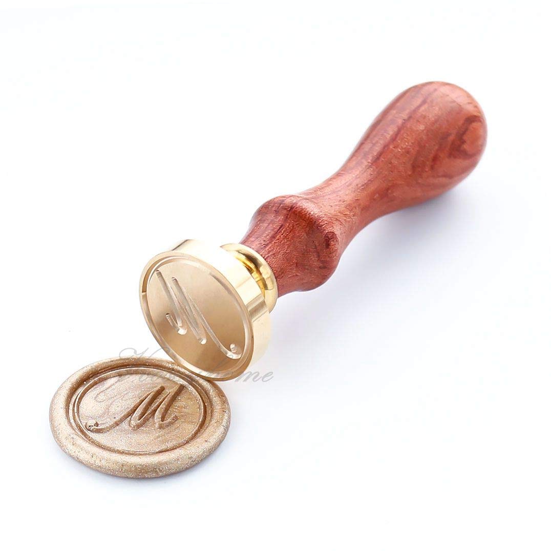 Vooseyhome iniziale lettera dell' alfabeto A-Z sigillo di cera timbro con manico in palissandro Letter M