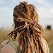Nutty Natte 3 Pcs Knotted Elastic Hair Ties for Dreadlocks, Thick Hair - Extra Long Rubber Ponytail Holders, Wood Carved Toggle Bands