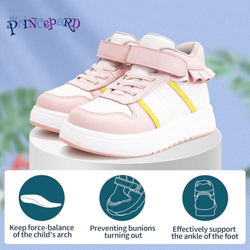 Toddlers Girls Orthopedic Shoes with Ankle and Arch Support,Fashion Thick Sole Sneakers with Skirt Decoration3