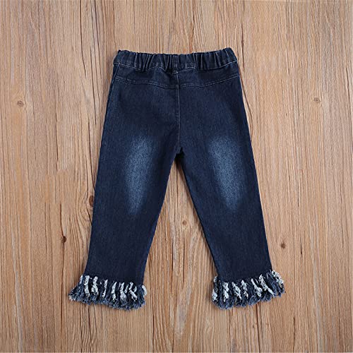 Yiqinyuan Infant Kids Baby Girl Pants Comfortable Elastic Fringed Jeans Children Trousers Holiday Birthday Party Photography2