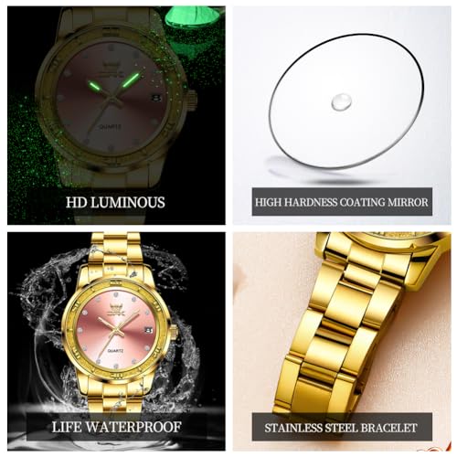 Image of OPK Wacthes for Women Bracelet Dress Easy to Read Stainless Steel Ladies Watches for Female Small Watch Waterproof Luminous Date