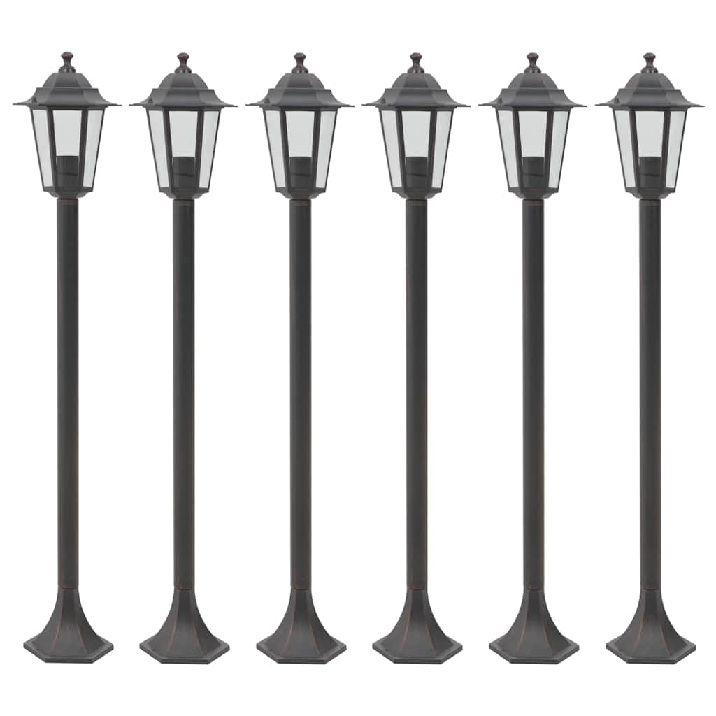 vidaXL Lampy ogrodowe, 110 cm, E27, aluminium, 6 szt., brązowe