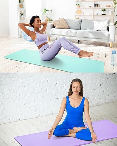 Image of Woanger Yoga Mats (72x24) 3 /8 Inch Thick Exercise Yoga Mat for Home Workout with Strap Non Slip Pilates Gym Supplies for Women Men