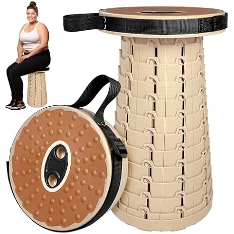 steelway Collapsible Stool, Folding Stool with PU Cushion, Portable Foldable Stool 12 Levels and Load Capacity 500lbs, Travel Chair Backpack Chair for Camping/Fishing/Hiking/BBQ and for Adults Cover